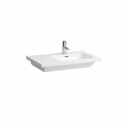 Įleidžiamas sieninis praustuvas 75x48 cm Living square be angos maišytuvui, baltas, dubuo dešinėje