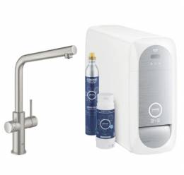 GROHE Blue Home vienavirtis L formos maišytuvas su filtravimo sistema, supersteel spalva