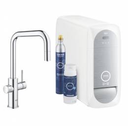 GROHE Blue Home vienasvirtis U formos maišytuvas su filtravimo sistema ir ištraukiamu snapu, chromo spalva
