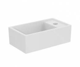 Mini praustuvėlis i.life S 370x210x120 mm baltas, be persipylimo,  maišytuvo tvirtinimas dešinėje

