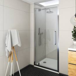 Atveriamos dušo durys ECD01N/1000, skaidrus stiklas, brillant profilis