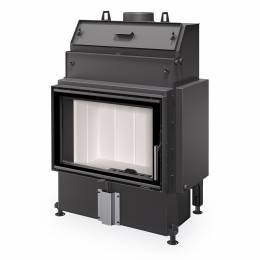 Plieninis židinio ugniakuras su šilumokaičiu ROMOTOP HW4Z 04 70.50, šviesi pakura IGN
