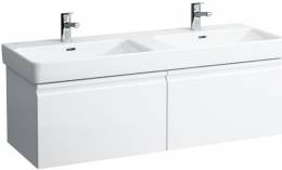 PRO S spintelė 1260x450x390 mm su dviem stalčiais, dviem vidiniais stalčiukais praustuvui 8.1396.8, balta blizgi