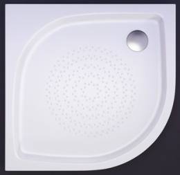 Akmens masės dušo padėklas RR-90; 90x90 cm, pusapvalis, R-550, baltas