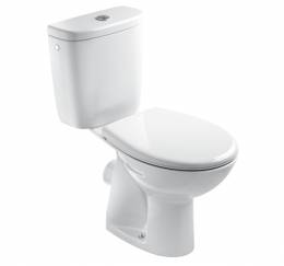 Kombinuotas WC EUROLINE-N su termoplastiko dangčiu, horizontalus, 3/6 ltr, apatinis vand. įvad. 1/2, baltas