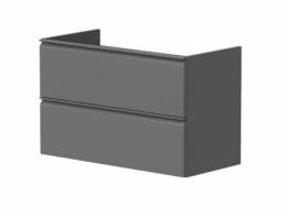 Spintelė po praustuvu 2 stalčiai, integruotos metalinės rankenos 80 cm, Match, Matinė pilka