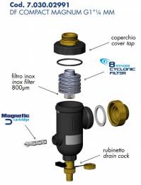 Magnetinis šildymo sistemos filtras 1 1/4" / 1 1/4" KVS 12, DF Magnum MM, montavimas kampu