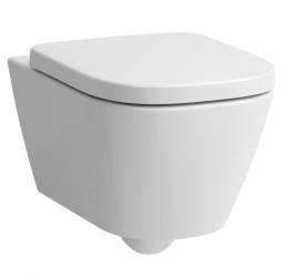 Pakabinamas unitazas, MEDA 54x36, tylus sūkurinis nuplovimas (Silent flush), be apvado (Rimless), be dangčio, balta spal