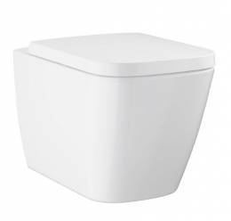 Pakabinamas WC komplektas BauEdge Rimless su Soft Close dangčiu, balta spalva