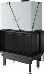 Plieninis židinio ugniakuras Spartherm Premium V-2R-80h, ø200mm, su kampiniu stiklu dešinėje, juodi šamotai