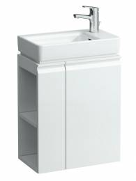 PRO S spintelė 470x605x275mm, durų lankstai dešinėje, lentynos kairėje,  praustuvui 8.1595.4, balta blizgi