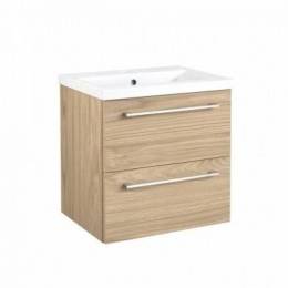 Spintelė su praustuvu  SCANDIC 51 cm, 2 stalčiai, šviesaus ąžuolo