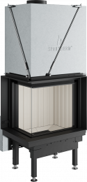 Plieninis židinio ugniakuras Spartherm Premium V-2L-55h, su kampiniu stiklu kairėje
