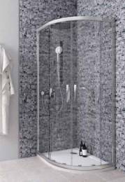 Pusapvalė dušo kabina 80x80x195, R550, skaidrus 6 mm stiklas su antikalkine danga Ideal Clean, rėmas aliuminio, be padėk