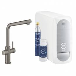 GROHE Blue Home vienavirtis L formos maišytuvas su filtravimo sistema, brushed hard graphite sp.
