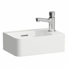 Pakabinamas mažas praustuvas Laufen VAL 340x220mm, skylė dešinėje pusėje, baltas