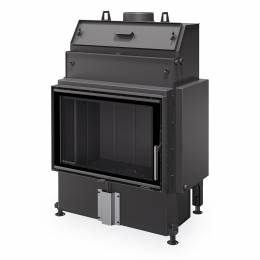 Plieninis židinio ugniakuras su šilumokaičiu ROMOTOP HW4Z 06 70.50, juoda pakura IGN