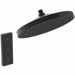 Idealrain SOLOS  lietaus dušo galva Ø300 mm, 3-jos. Elektroninis purškimo režimų perjungimas,matinė juoda sp.