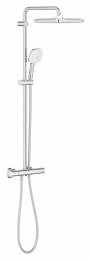 Termostatinė dušo sistema Tempesta Cube 250  (galva Ø250, alkūnė 390mm, 2`jų srovių rankinis dušas, 8 l/min), chromas