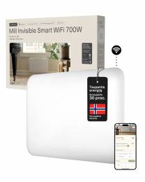 Plieninis panelinis šildytuvas Mill Invisible su WIFI, 700W, baltas