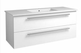 Spintelė su praustuvu  SERENA 121 cm, 2 stalčiai, blizgi balta