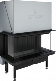 Plieninis židinio ugniakuras Spartherm Premium A-3RL-100h, ø 200 mm, trimis stiklais, juodi šamotai
