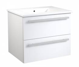 Spintelė su praustuvu  SERENA 61 cm, 2 stalčiai, blizgi balta