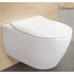 Pakabinamas WC Villeroy&Boch Subway 2.0, RIMLESS su plonu dangčiu, 370x560mm white alpin spalva
