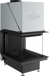 Plieninis židinio ugniakuras Spartherm Premium A-U-70h, ø 200 mm, trimis stiklais, juodi šamotai