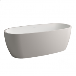 Laisvai pastatoma vonia DEEP 180x80, SOLID Surface, su integruotu persipylimu ir click-clack chrom.vožtuvu, balta