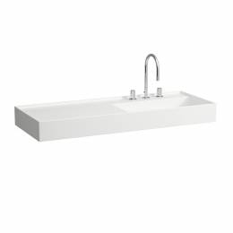 Kartell by Laufen praustuvas 1200x460x120mm su plačiu kraštu kairėje, paslėptu nuotaku, baltas