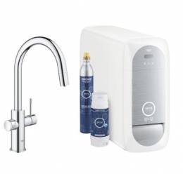 GROHE Blue Home vienasvirtis C formos maišytuvas su filtravimo sistema ir ištraukiamu snapu, chromo spalva
