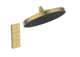 Idealrain SOLOS  lietaus dušo galva Ø300 mm, 3-jos. Elektroninis purškimo režimų perjungimas,šlifuotas auksas