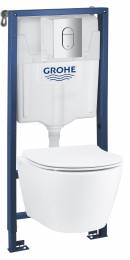 Rėmo su WC komplektas GROHE Solido 4 in 1 Serel SP26 keramikiniu WC, chrom. mygtukas, soft close dangtis, tvirtinimo kom