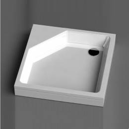 Akmens masės dušo padėklas KD-90, 890x890x240 mm, su apdaila, su kojelėmis, be sifono, balta blizgi spalva