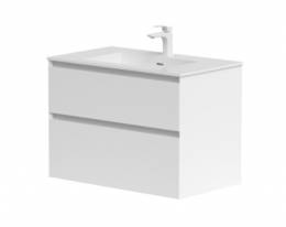 Spintelė po praustuvu, 2 stalčiai, 80 cm, Loft, Matinė balta