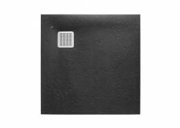 Dušo padėklas TERRAN 90x90x2,8 cm Stonex (su sifonu ir NP grotelėm), juodas