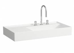Praustuvas Kartell by Laufen, 900x460x12, platus kraštas kairėje, su paslėptu nuotaku, 3 sk maišytuvui