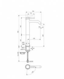 Ideal Standard CERALINE Nuovo H240 maišytuvas praustuvui su dugno vožtuvu, BlueStart, 3,8 l/min, chromas