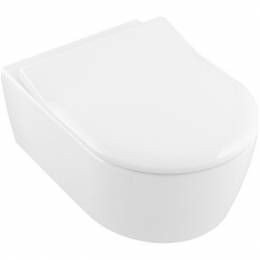 Pakabinamas klozetas Villeroy&Boch Avento, DirectFlush su SLIM dangčiu, soft close, 370x530mm, white alpin spalva