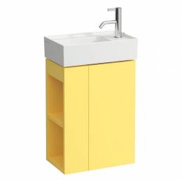Spintelė Kartell by Laufen, geltonos spalvos, nedideliam praustuvui 815334 su maišytuvu dešinėje