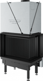 Plieninis židinio ugniakuras Spartherm Premium V-2R-68h, ø200 mm, su kampiniu stiklu dešinėje, juodi šamotai