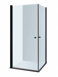 Standartinė, kvadratinė dušo kabina VIKTORIJA (90x90x200)  regu. 880-890x880-890x2000, skaidrus st.,RAL9005 juoda matinė