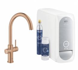 GROHE Blue Home vienasvirtis C formos maišytuvas su filtravimo sistema, brushed warm sunset spalva